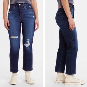 NWT Levi’s Ribcage Straight Ankle Dark Wash Distressed Jeans Button Fly sz 27x27